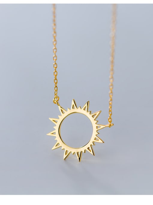 Gold 925 Sterling Silver With Gold Plated Simplistic  Sun Necklaces
