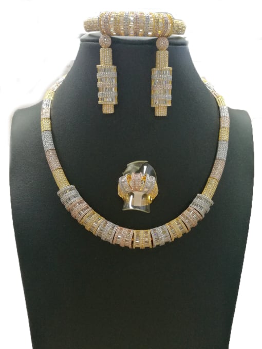 Tabora GODKI Luxury Women Wedding Dubai Copper With Mix Plated Classic Geometric 4 Piece Jewelry Set 0