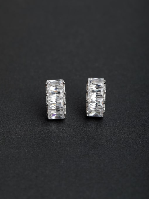 Lin Liang Zircon round 925 silver Stud earrings