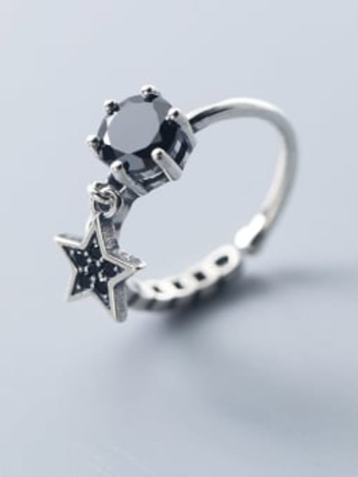 Silver Thai Silver With Antique Silver Plated Personality Star Band Rings