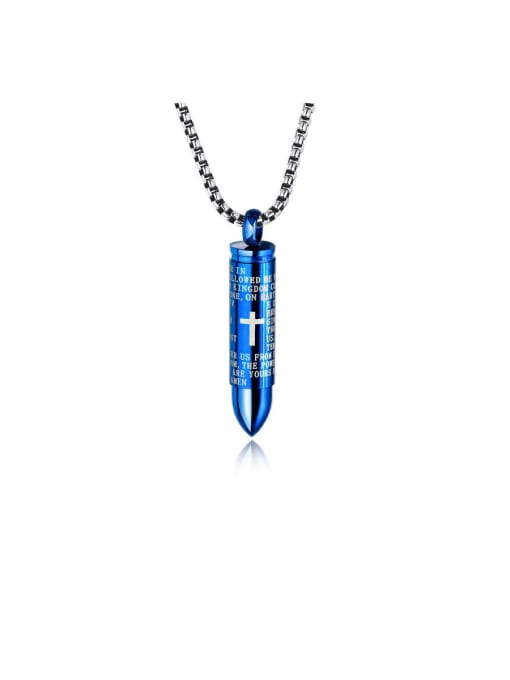 blue pendant+ chain Titanium With English letter  Personality Bullet Pendant  Necklaces