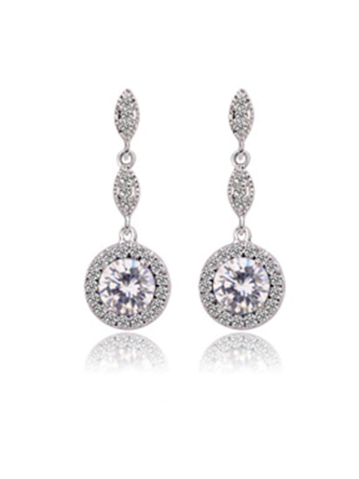 BLING SU Copper With Platinum Plated Delicate Round Chandelier Earrings 3