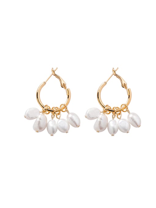 Girlhood Alloy With Gold Plated Fashion  Imitation Pearl Charm Earrings 1