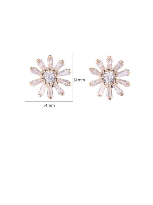 Mo Hai Copper With Platinum Plated Cute Flower Stud Earrings 4