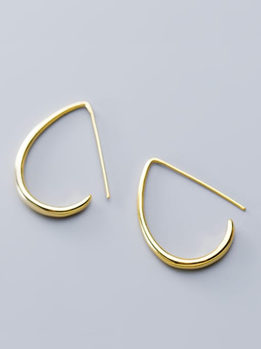 gold 925 Sterling Silver With Glossy Simplistic Hook Hook Earrings