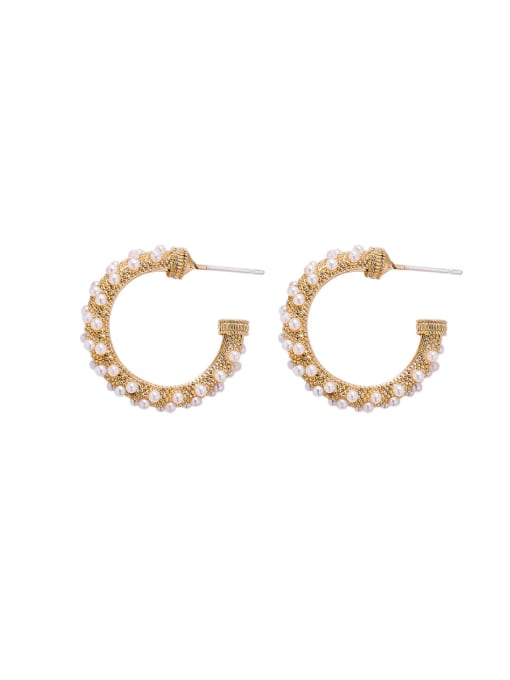 Girlhood Alloy  With Gold Plated Fashion Charm  Imitation Pearl Stud Earrings 2