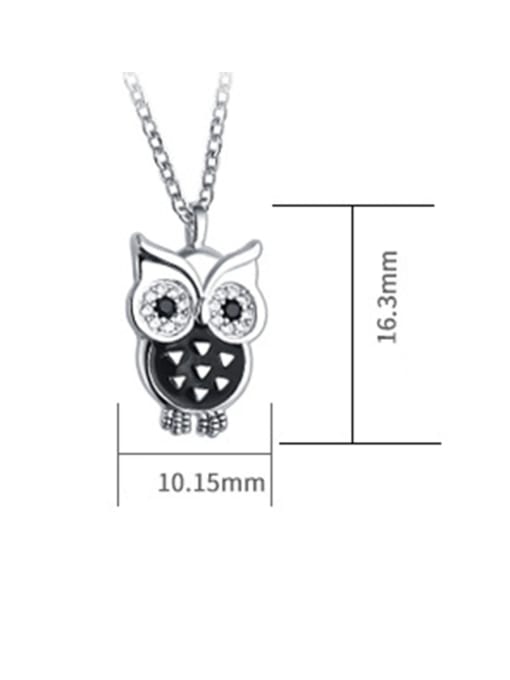 sliver 925 Sterling Silver With  Enamel  Cute Retro owl  Necklaces
