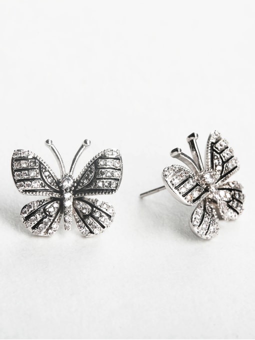 ANI VINNIE Retro silver oxide butterfly Cluster Earrings 0