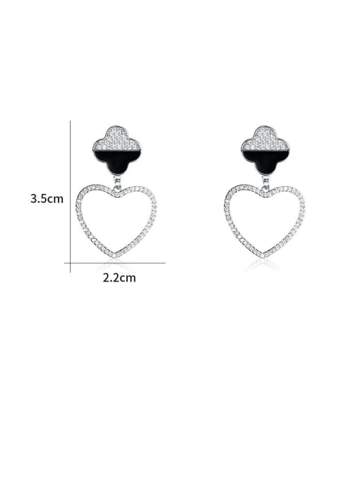 Mo Hai Copper With Platinum Plated Cute Heart Drop Earrings 4