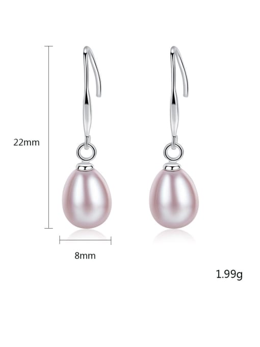 CCUI 925 Sterling Silver With  Artificial Pearl  Simplistic Oval Hook Earrings 4