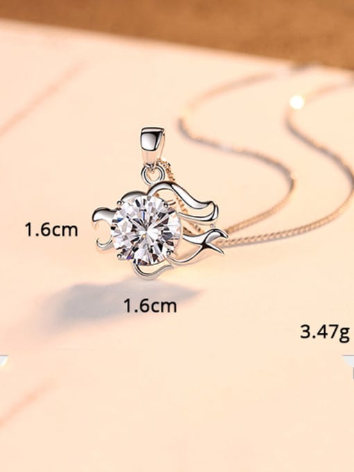 Leo 925 Sterling Silver With  Cubic Zirconia Cute 12 constellations Necklaces