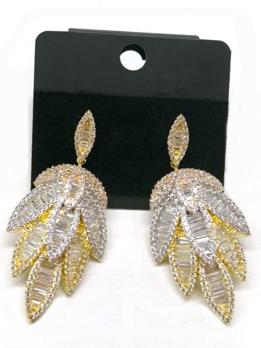 Tabora GODKI Luxury Women Wedding Dubai Copper With Mix Plated Fashion Leaf Earrings