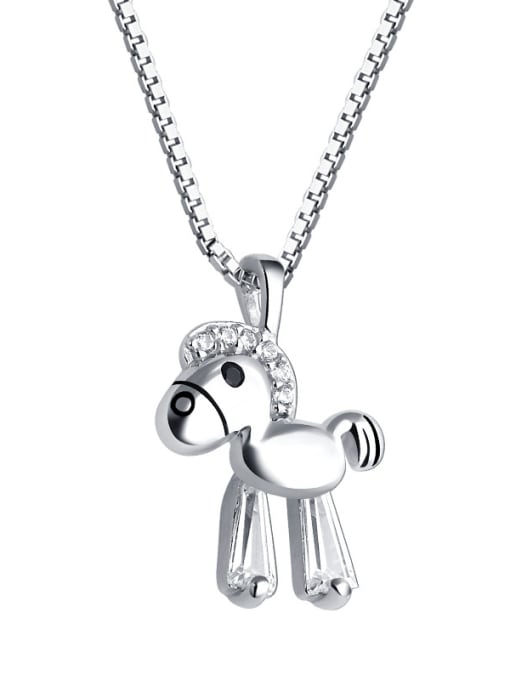 sliver 925 Sterling Silver With Cubic Zirconia Cute Animal Trojan Necklaces