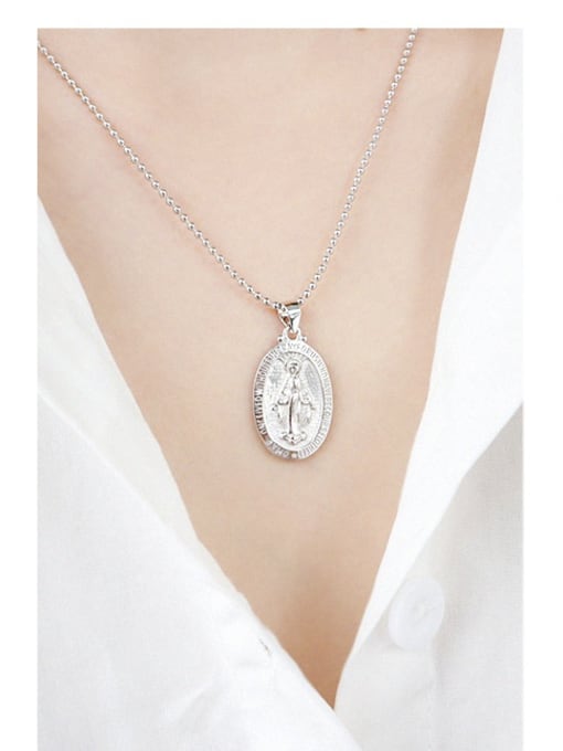 DAKA 925 Sterling Silver With Silver Plated Personality Virgin Mary Necklaces 1