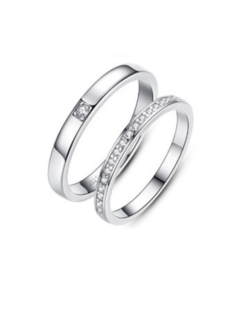 sliver 925 Sterling Silver With Cubic Zirconia Simplistic Lovers free size Rings