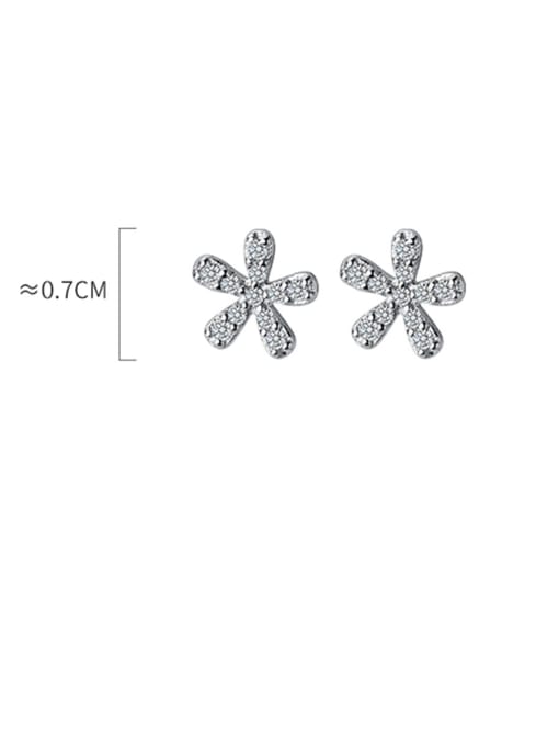 Rosh 925 Sterling Silver With Cubic Zirconia Cute Flower Stud Earrings 4