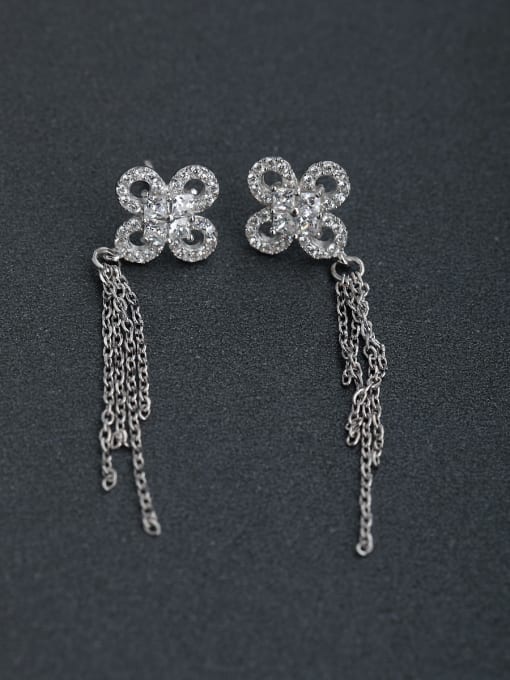 Lin Liang Micro inlay Zircon flower 925 silver Drop Earrings