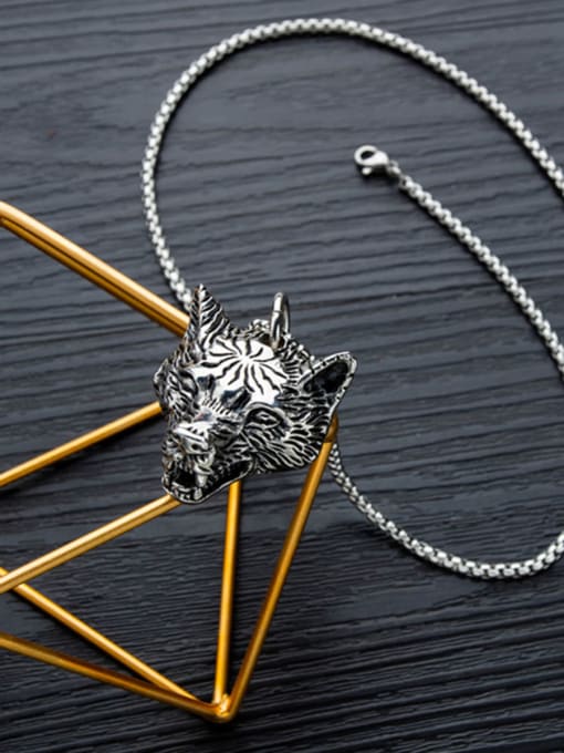 steel Pendant + Chain Titanium With Two-Color Plating Personality Animal Lion Head Pendants