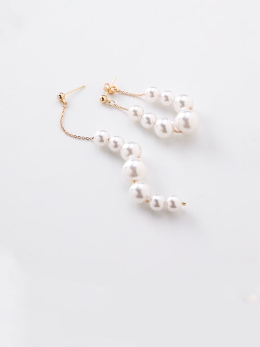 Main Drawing Paragraph Alloy With Rose Gold Plated Simplistic Asymmetry  Artificial Pearl Drop Earrings