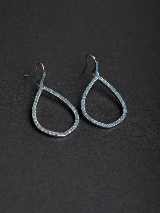 Lin Liang Blue Micro inlay Zircon Big Drop shaped 925 silver Stud earrings