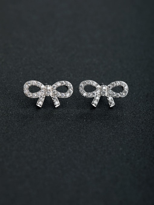 Lin Liang Classic bowknot delicate 925 silver Stud earrings 0