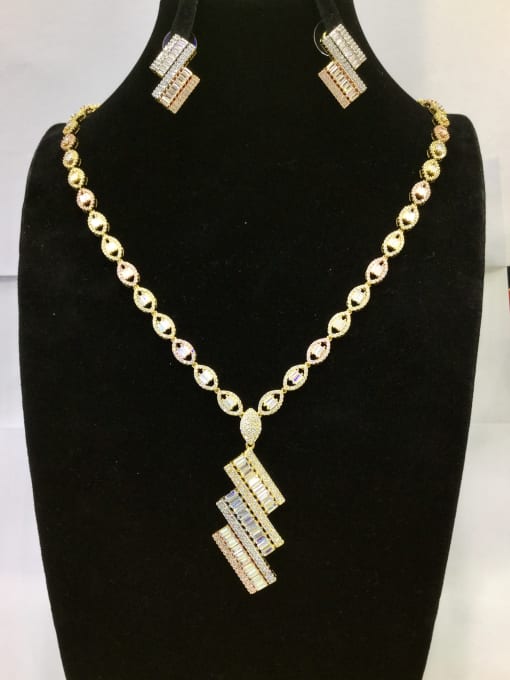 Tabora GODKI Luxury Women Wedding Dubai Copper With MIX Plated Classic Square 2 Piece Jewelry Set