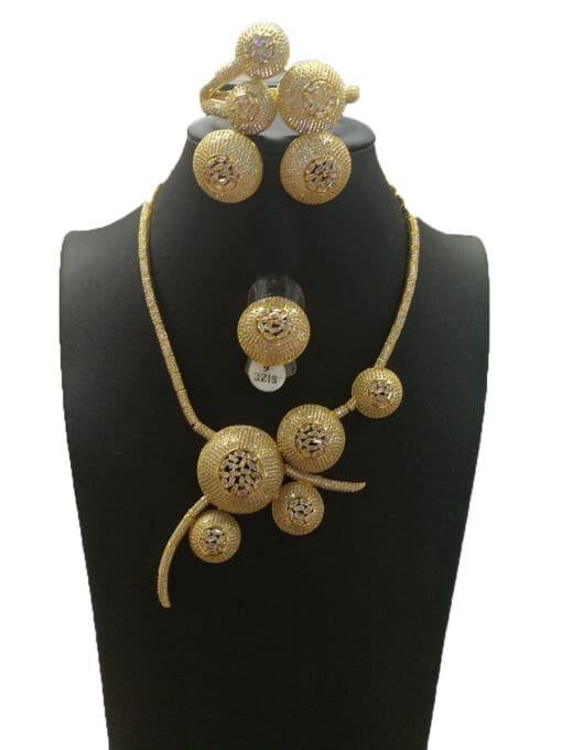 Tabora GODKI Luxury Women Wedding Dubai Copper With Gold Plated Fashion Round 4 Piece Jewelry Set 0