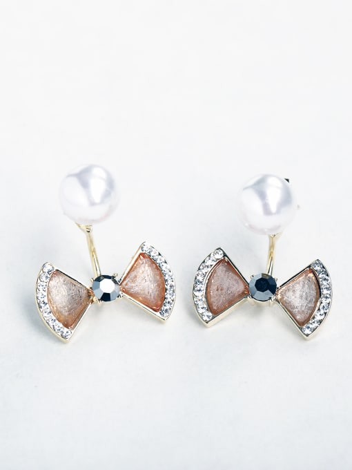 ANI VINNIE Multicolor Bow tie Imitation pearls Stud Earrings 1