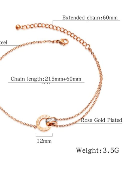 Open Sky Stainless Steel With Rose Gold Plated Fashion Round Anklets 3