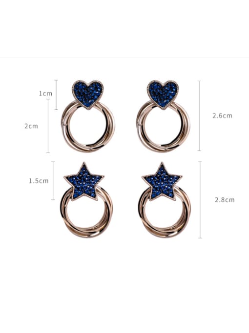 Girlhood Alloy With Antique Copper Plated Fashion Star heart Stud Earrings 2