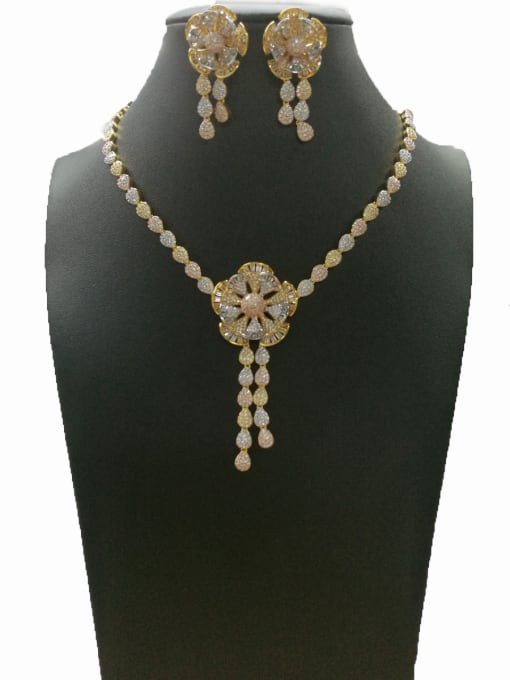 Tabora GODKI Luxury Women Wedding Dubai Copper With Mix Plated Fashion Water Drop 2 Piece Jewelry Set 0