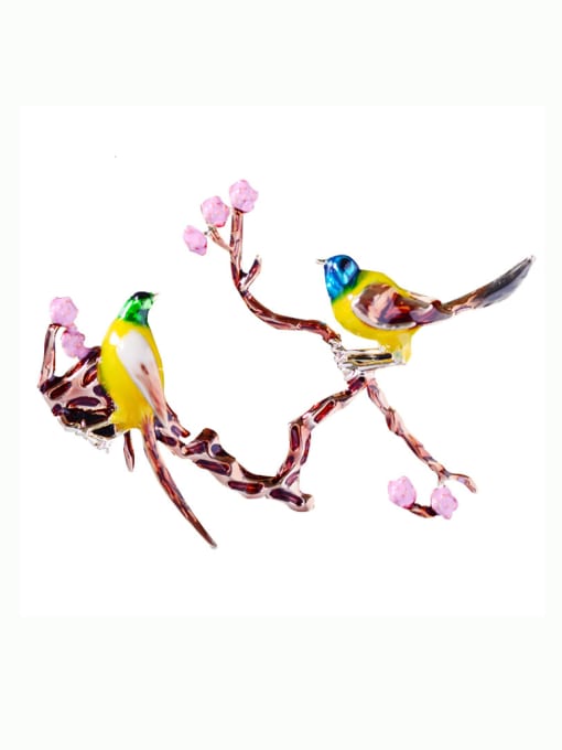 Hua Copper With color Enamel Cute Bird Animal Brooches 1