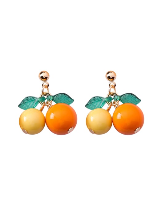 Girlhood Alloy With Gold Plated Cute Cherry Stud Earrings 2