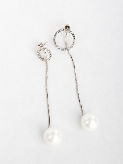 ANI VINNIE Simple round Imitation pearls Copper inlaid platinum Drop Earrings 0
