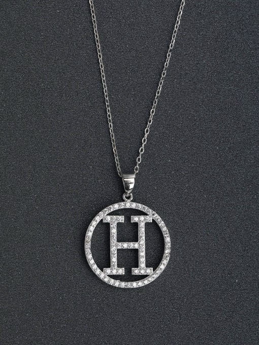 Lin Liang Micro inlay Simple letters H & round  925 Silver Necklaces 0