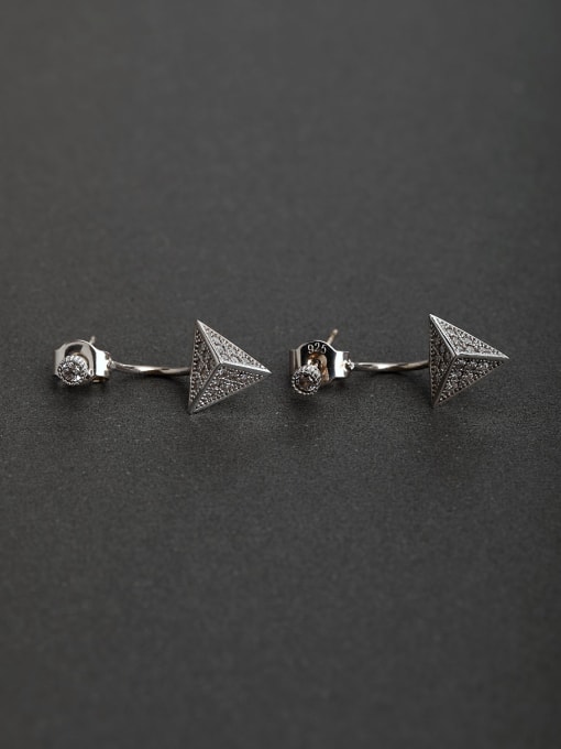 Lin Liang simple Triangle  925 Silver Earrings 0