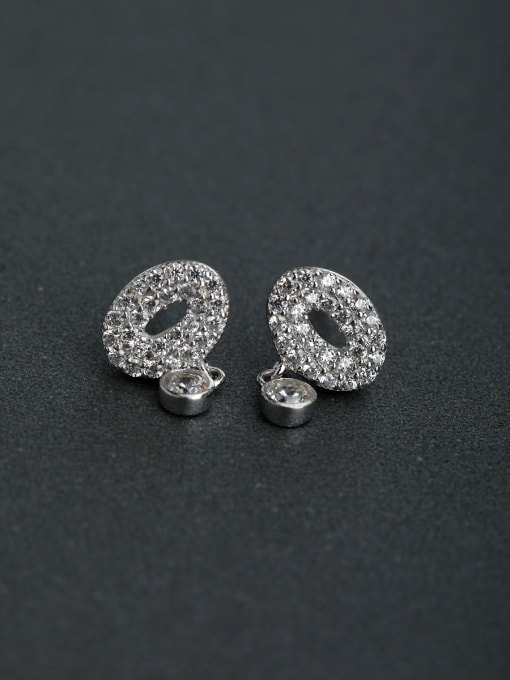 Lin Liang Inlaid Rhinestone Ellipse 925 silver Stud earrings 0