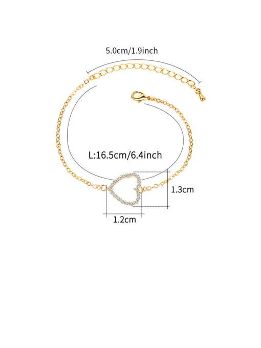 Mo Hai Copper With Cubic Zirconia Simplistic Heart  Adjustable Bracelets 4