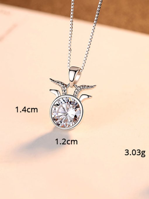 Aries 925 Sterling Silver With  Cubic Zirconia Cute 12 constellations Necklaces