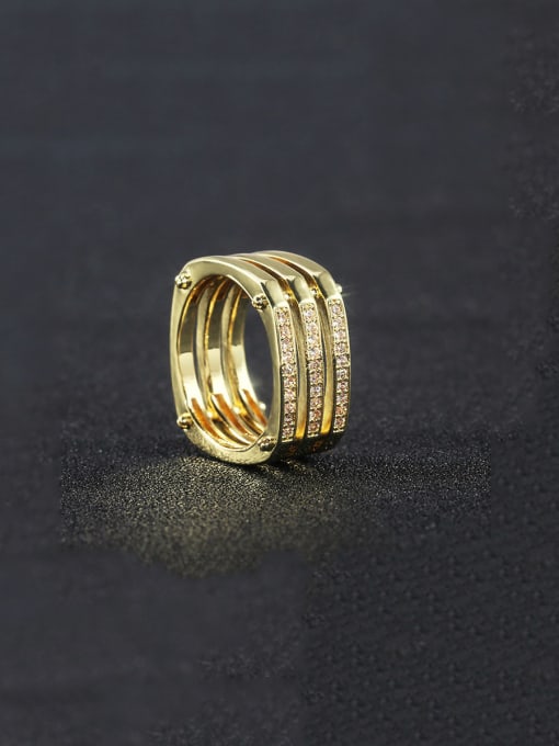 MATCH Copper With Gold Plated Simplistic Geometric Band Rings 0