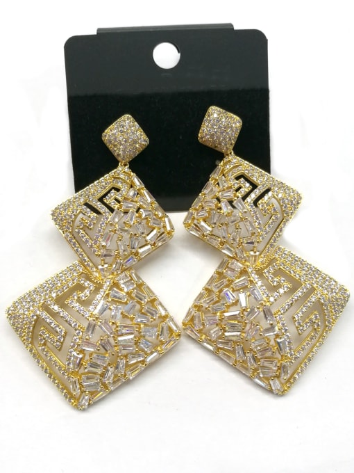 Tabora GODKI Luxury Women Wedding Dubai Copper With Gold Plated Trendy Square Drop Earrings 0
