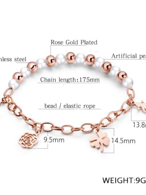 Open Sky Stainless Steel With Rose Gold Plated Fashion Rosary Lucky flowers Bracelets 3