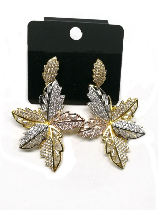 Tabora GODKI Luxury Women Wedding Dubai Copper With Mix Plated Fashion Leaf Earrings 0