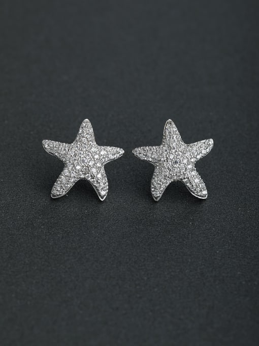 Lin Liang Micro inlay Zircon star lmitation pearls 925 silver Stud earrings 0