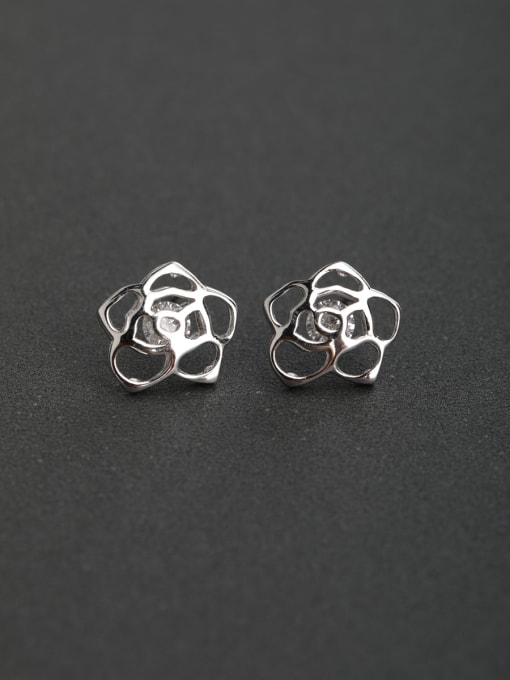 Lin Liang Glossy flowers Simple classic 925 silver Stud earrings 0