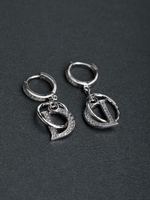 Lin Liang Micro inlay Rhinestone LetterD 925 silver Stud earrings 0