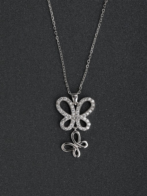 Lin Liang Micro inlay butterfly 925 Silver Necklaces