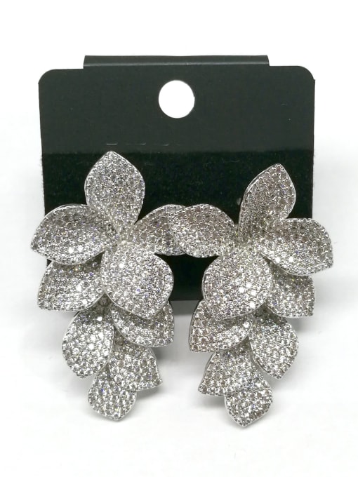 Tabora GODKI Luxury Women Wedding Dubai Copper With White Gold Plated Classic Leaf Stud Earrings 0