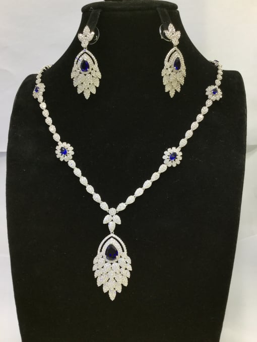 Tabora GODKI Luxury Women Wedding Dubai Copper With White MIX Plated Trendy Leaf 2 Piece Jewelry Set 1