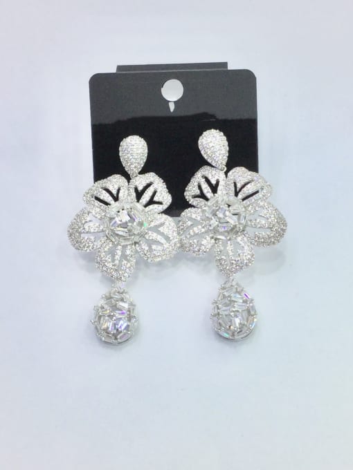 Tabora GODKI Luxury Women Wedding Dubai Copper With White Gold Plated Trendy Flower Chandelier Earrings 0